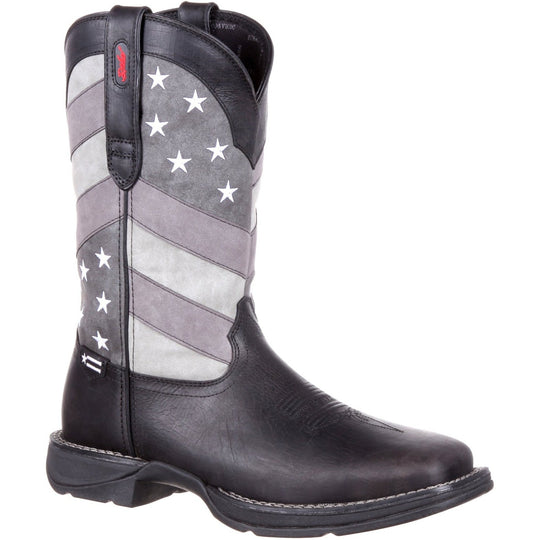 Durango Men's Rebel Faded Flag 12" Square Toe Western Boot - DDB0125 8.0 / Medium / Black - Overlook Boots