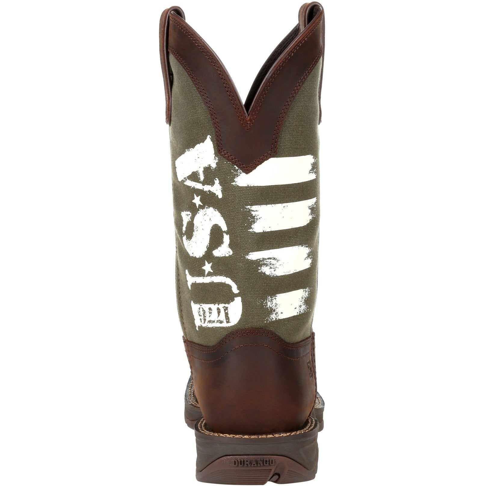 Durango Men's Rebel Army Green USA Print 12" Square Toe Western Boot - Overlook Boots