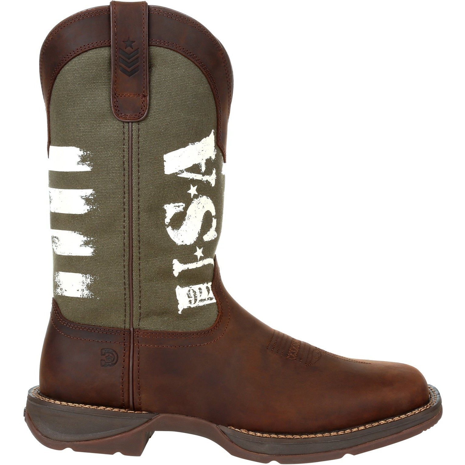 Durango Men's Rebel Army Green USA Print 12" Square Toe Western Boot - Overlook Boots