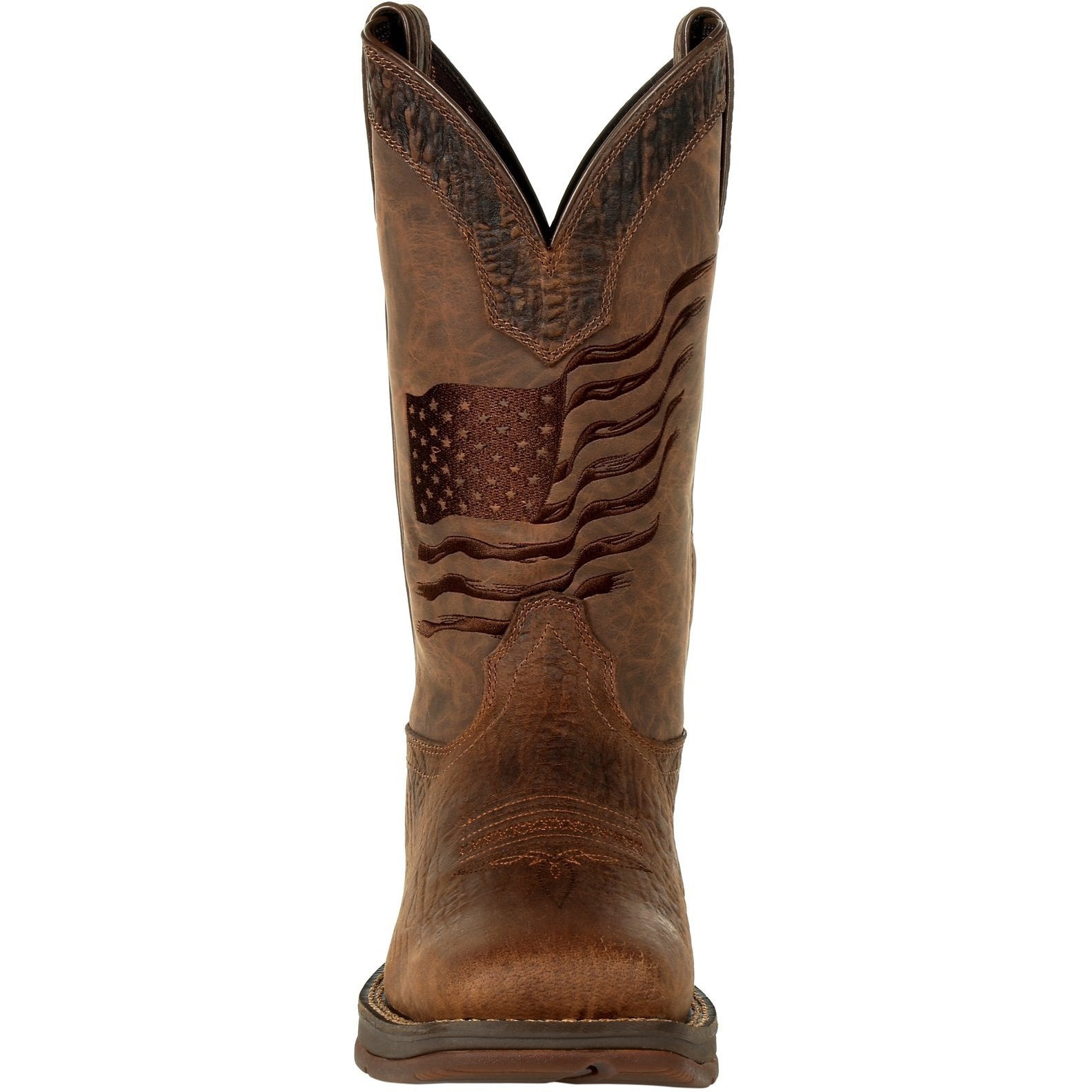 Durango Men's Rebel Distressed Flag Embroidery 12" Sqr Toe Western Boot  - Overlook Boots
