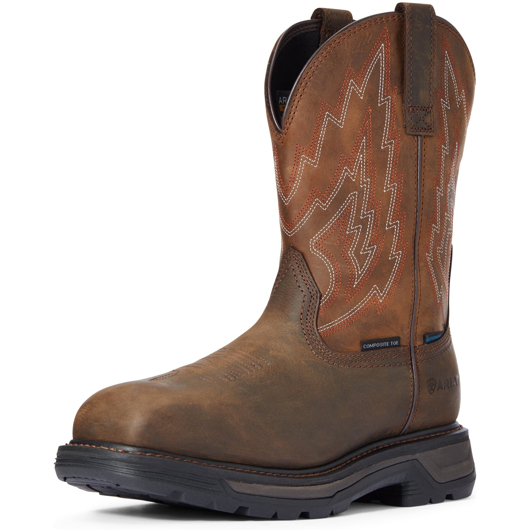 Ariat Men's Big Rig Comp Toe WP Western Work Boot - Brown - 10033993 6 / Wide / Dark Brown - Overlook Boots