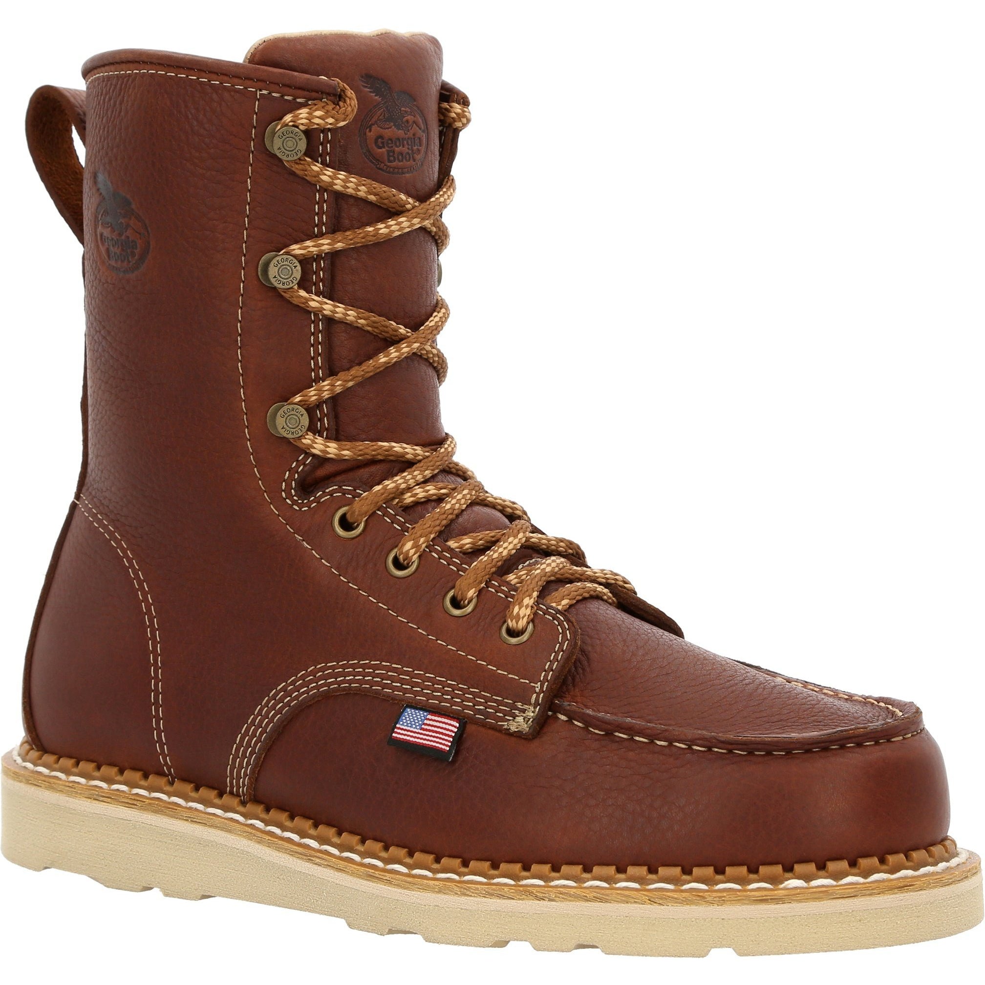 Georgia Men's Wedge 8" Moc Toe USA Made Work Boot - Brown - GB00480 8 / Medium / Brown - Overlook Boots