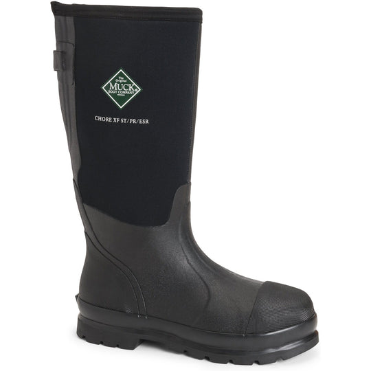 Muck Men's Chore Wide Calf Steel Toe Waterproof Rubber Work Boot - Black - MCXF-Steel 5 / Medium / Black - Overlook Boots