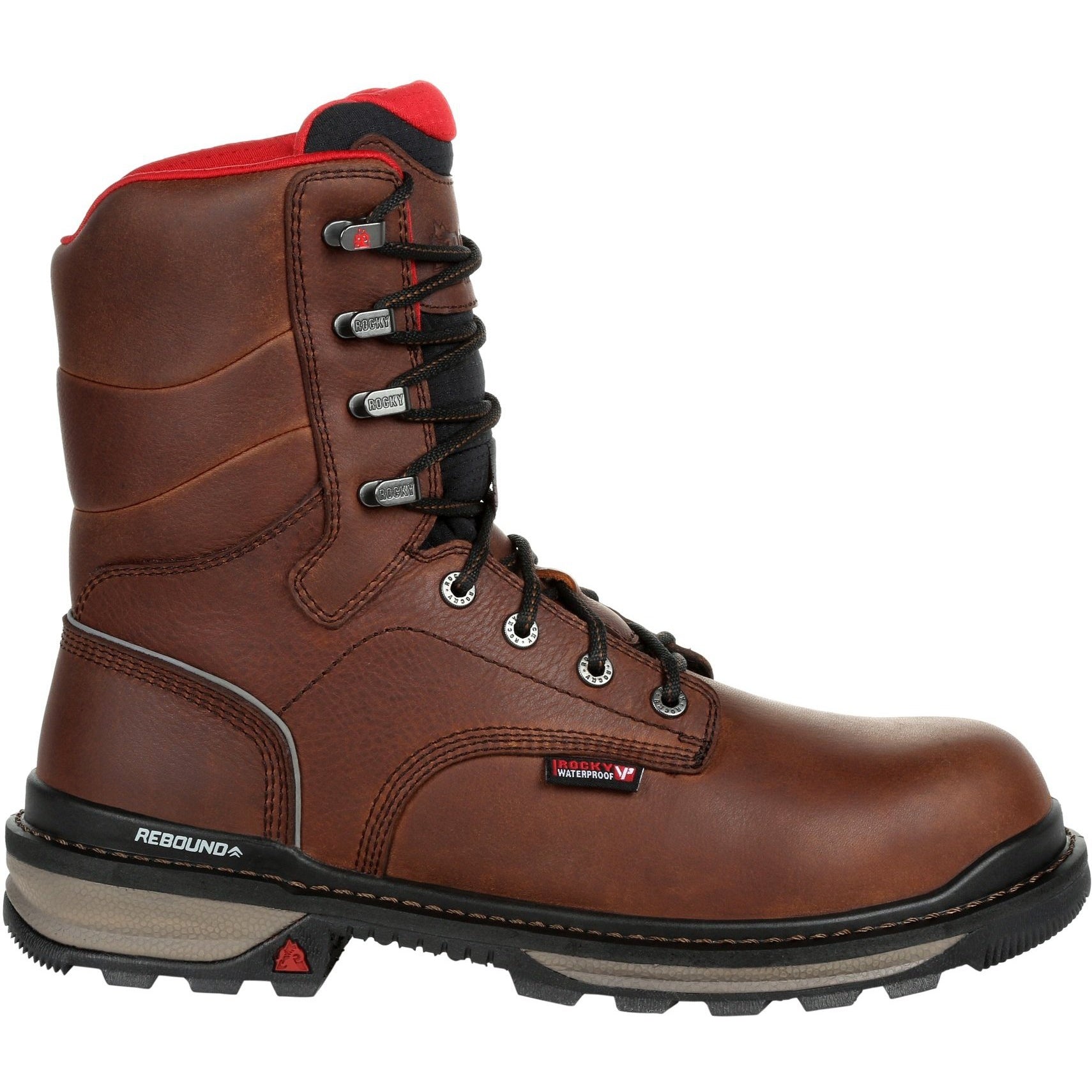 Rocky Men's Rams Horn 8" Waterproof Work Boot - Brown - RKK0296 - Overlook Boots