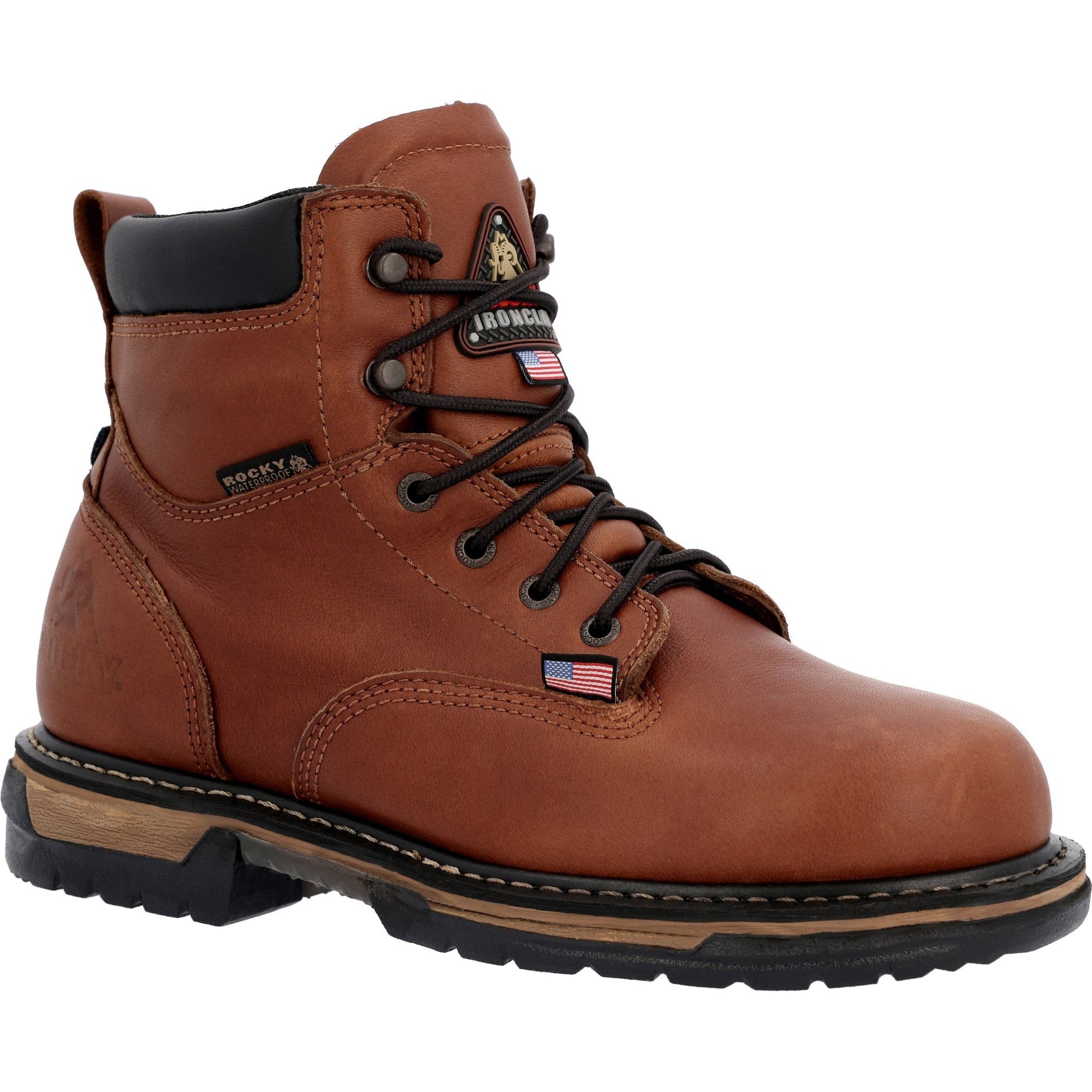Rocky Men's IronClad 6" Waterproof USA Made Work Boot - Brown - RKK0361 8 / Medium / Brown - Overlook Boots