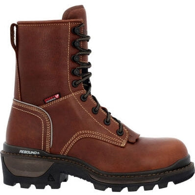 Rocky Men's Rams Horn 9" Waterproof Logger Slip Resis Work Boot Brown RKK0395 8 / Medium / Brown - Overlook Boots