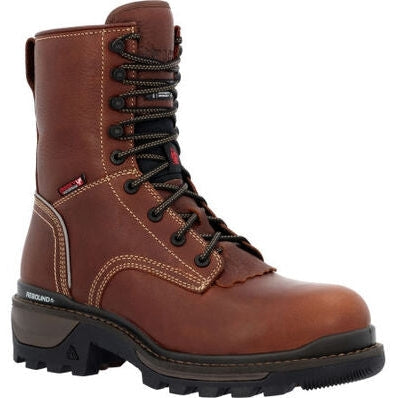 Rocky Men's Rams Horn Logger 9" Waterproof 400G Composite Toe Work Boot Brown RKK0396 - Overlook Boots