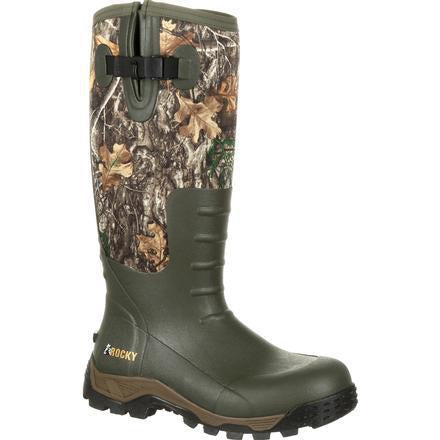 Rocky Men's Sport Pro Rubber 16" Waterproof Side Zipper 1200G Insulated Hunt Boot- Realtree - RKS0383 8 / Medium / Camo - Overlook Boots