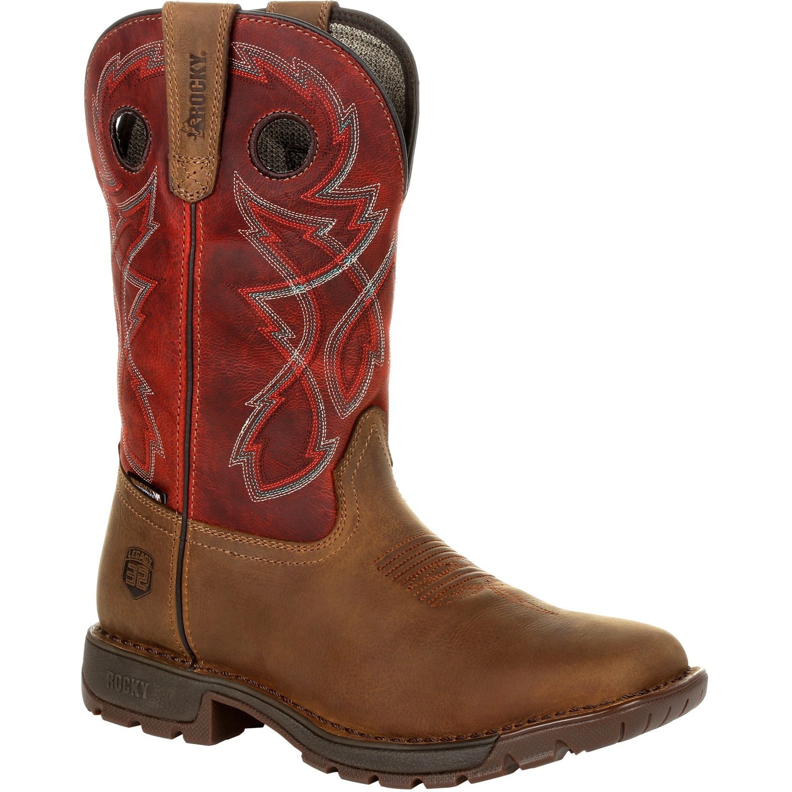 Rocky Men's Legacy 32 11" Square Toe Waterproof Western Work Boot- Red - RKW0316 8 / Medium / Tan - Overlook Boots
