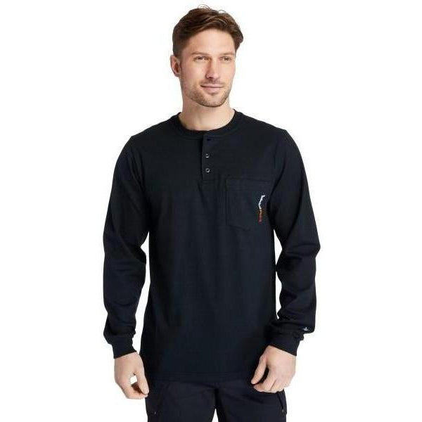 Timberland Pro Men's Flame Resistant Long Sleeve Work Henley - Black - TB0A23P4001 - Overlook Boots