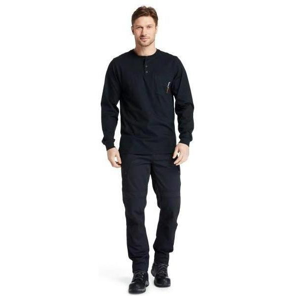 Timberland Pro Men's Flame Resistant Long Sleeve Work Henley - Black - TB0A23P4001 - Overlook Boots