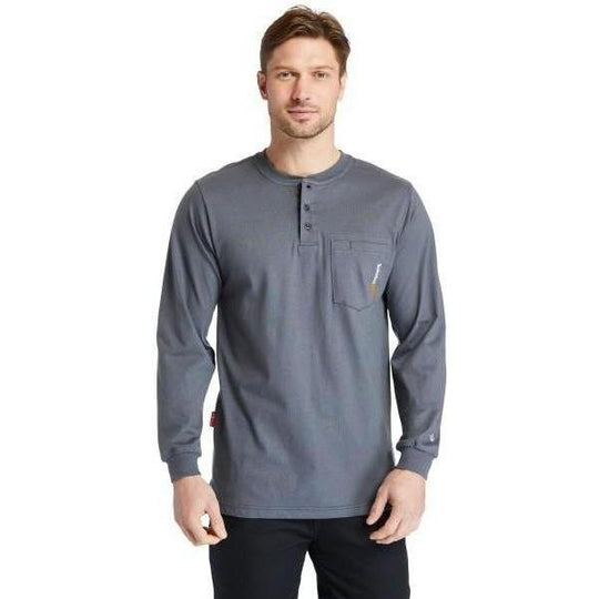 Timberland Pro Men's Flame Resistant Long Sleeve Work Henley - Charcoal - TB0A23P4003 - Overlook Boots