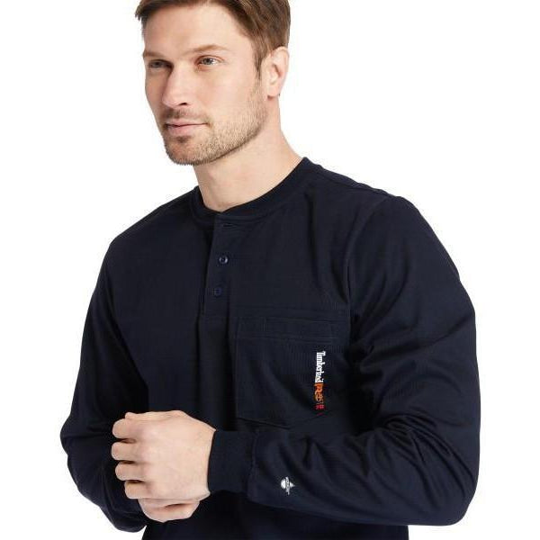 Timberland Pro Men's Flame Resistant Long Sleeve Work Henley - Navy - TB0A23P4410 - Overlook Boots