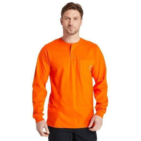 Timberland Pro Men's Flame Resistant Long Sleeve Work Henley - Orange - TB0A23P4Y86 - Overlook Boots