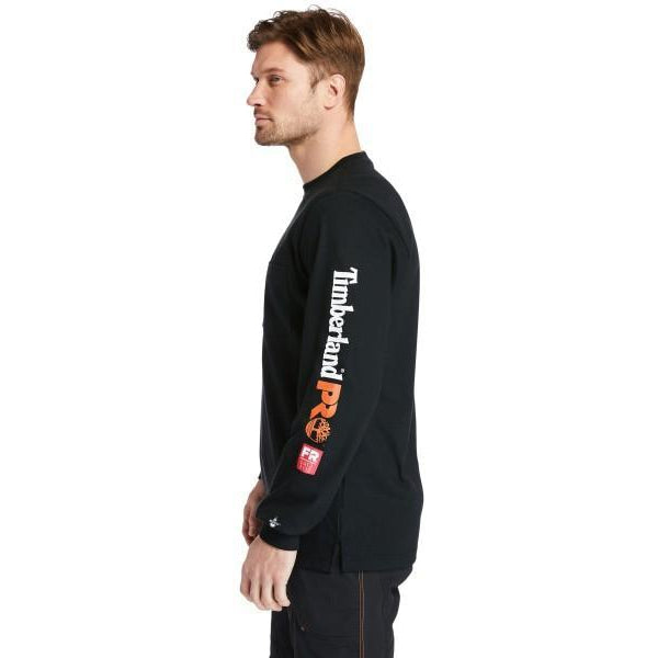 Timberland Pro Men's FR Cotton Core LS W/ Logo Work T-Shirt - Black - TB0A1V8D001 - Overlook Boots
