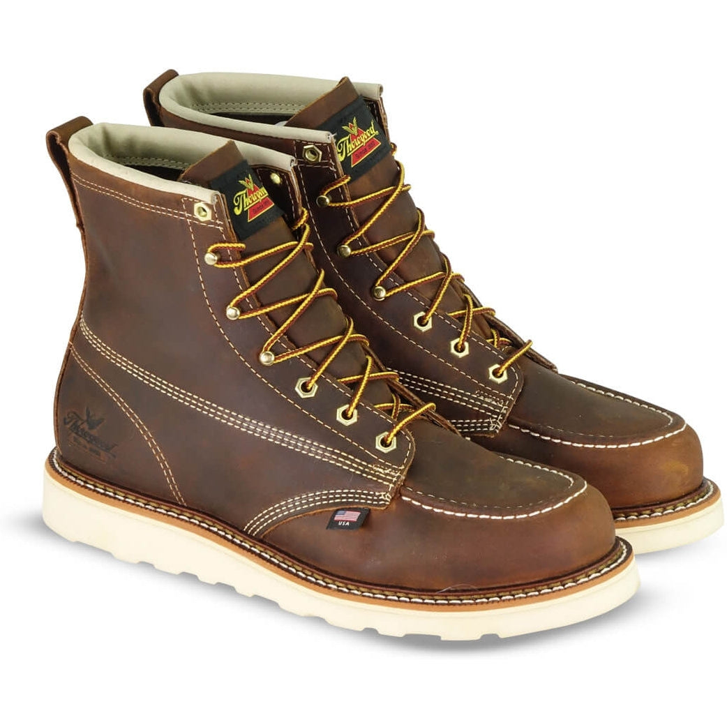 Thorogood Men's American Heritage 6" Steel Toe Wedge Work Boot- 804-4575 8 / Medium / Brown - Overlook Boots
