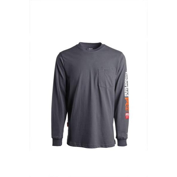 Timberland Pro Men's FR Cotton Core LS W/ Logo Work T-Shirt - Charcoal - TB0A1V8D003 - Overlook Boots