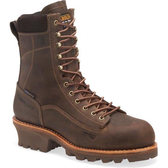Carolina Birch Logger Boots CA7521 - Men's 8" Composite Toe Waterproof Work Boot 8 / Extra Wide / Brown - Overlook Boots