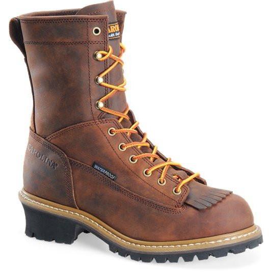 Carolina Men's Spruce 8" Waterproof Lace-to-Toe Logger Work Boot, Brown CA8824 7 / Medium / Brown - Overlook Boots