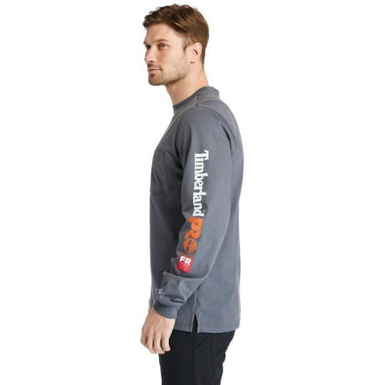 Timberland Pro Men's FR Cotton Core LS W/ Logo Work T-Shirt - Charcoal - TB0A1V8D003 - Overlook Boots