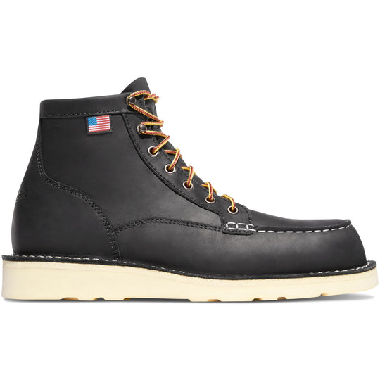 Danner Men's Bull Run USA Made 6" Moc Soft Toe Work Boot Black 15568 - Overlook Boots
