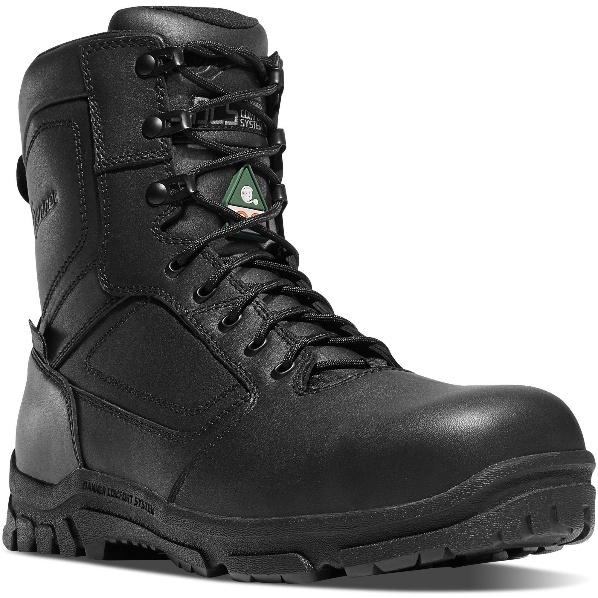 Danner Men's Lookout EMS 8" Side Zipper Composite Toe Waterproof Duty Boot Black 23826 7 / Medium / Black - Overlook Boots