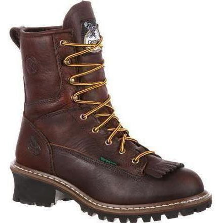 Georgia Men's 8" Steel Toe Waterproof Logger Work Boot - Brown - G7313 7.5 / Medium / Chocolate - Overlook Boots