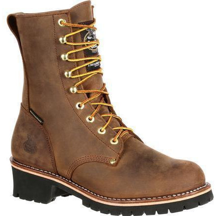 Georgia Men's 8" WP Steel Toe Ins. Logger Work Boot - Brown - GB00065 8 / Medium / Brown - Overlook Boots
