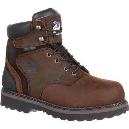 Georgia Men's Brookville 6" Steel Toe Waterproof Work Boot - Brown - G7334 8 / Medium / Dark Brown - Overlook Boots