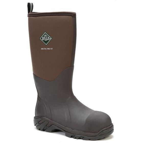 Muck Men's Arctic Pro Steel Toe Waterproof Rubber Work Boot - Bark - ACP-Steel 7 / Medium / Brown - Overlook Boots