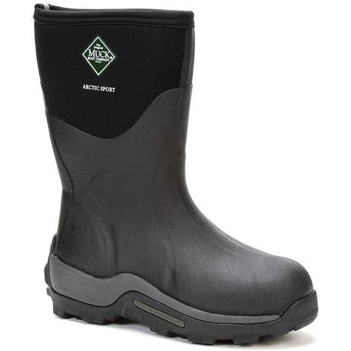 Muck Men's Arctic Sport Mid Waterproof Rubber Work Boot - Black - ASM-000A 6 / Black - Overlook Boots