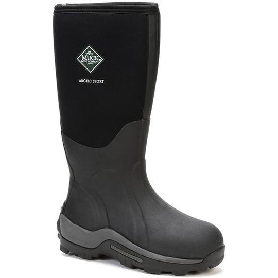 Muck Men's Arctic Sport Tall 17" Waterproof Pull-On Rubber Work Boot- Black- ASP-000A 5 / Medium / Black - Overlook Boots