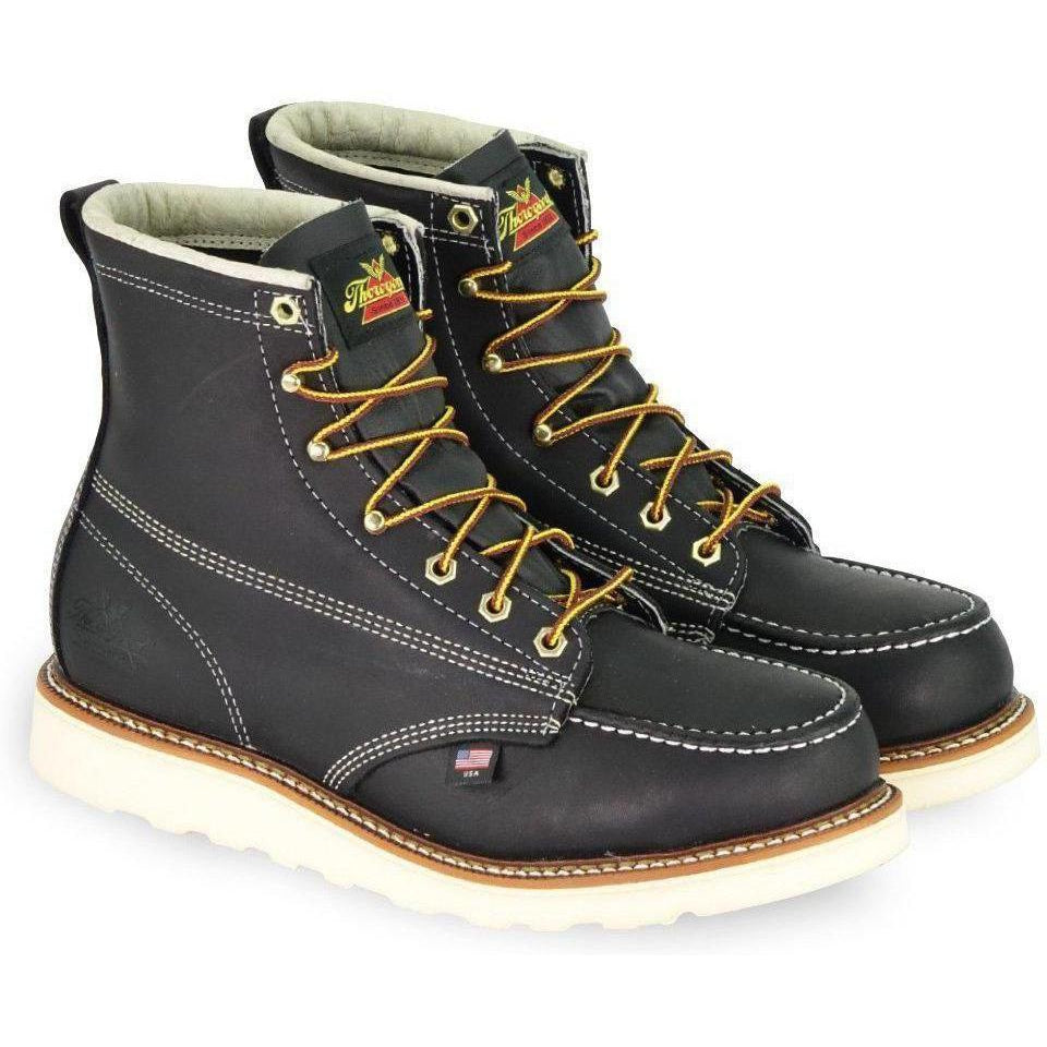 Thorogood Men's 6" Am Heritage 6" Wedge Work Boot - Black - 804-6201 8 / Medium / Black - Overlook Boots