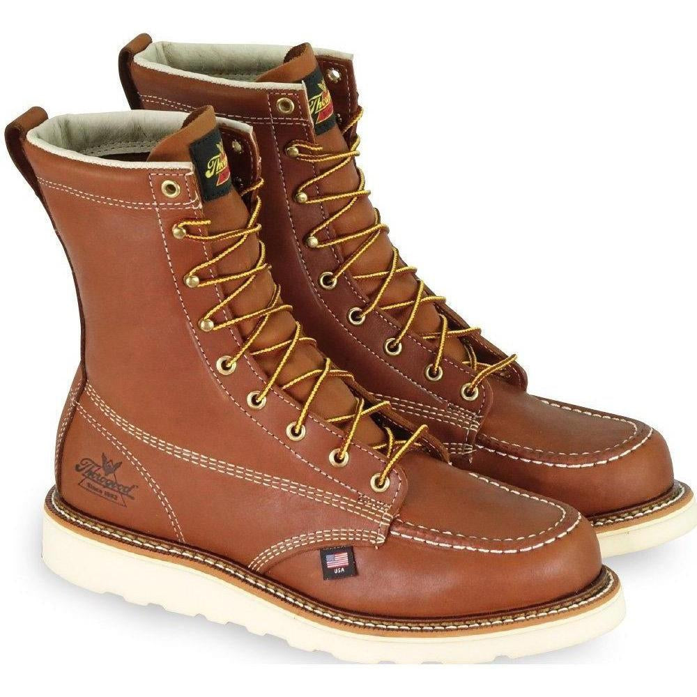 Thorogood Men's USA Made Amer. Heritage 8" Steel Toe Wedge Work Boot 804-4208 6 / Medium / Tobacco - Overlook Boots