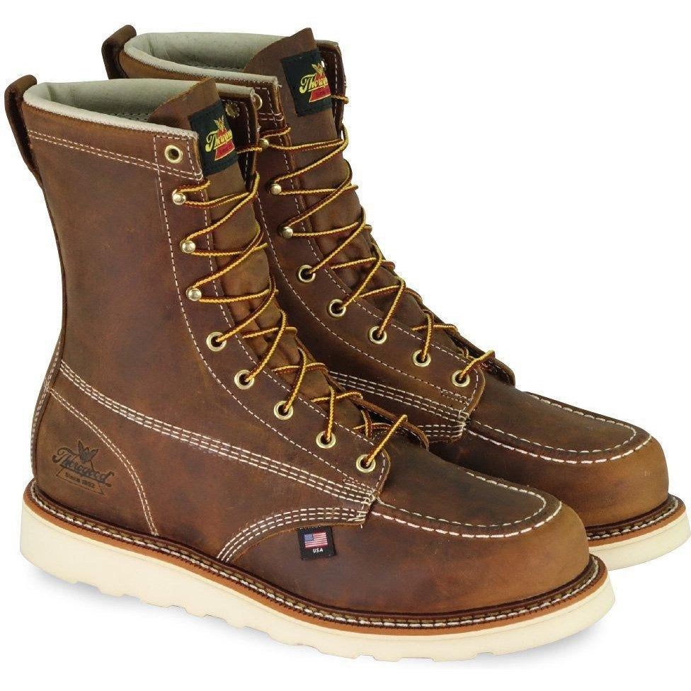 Thorogood Men's USA Made Amer. Heritage 8" Steel Toe Work Wedge Boot 804-4478 8 / Medium / Brown - Overlook Boots