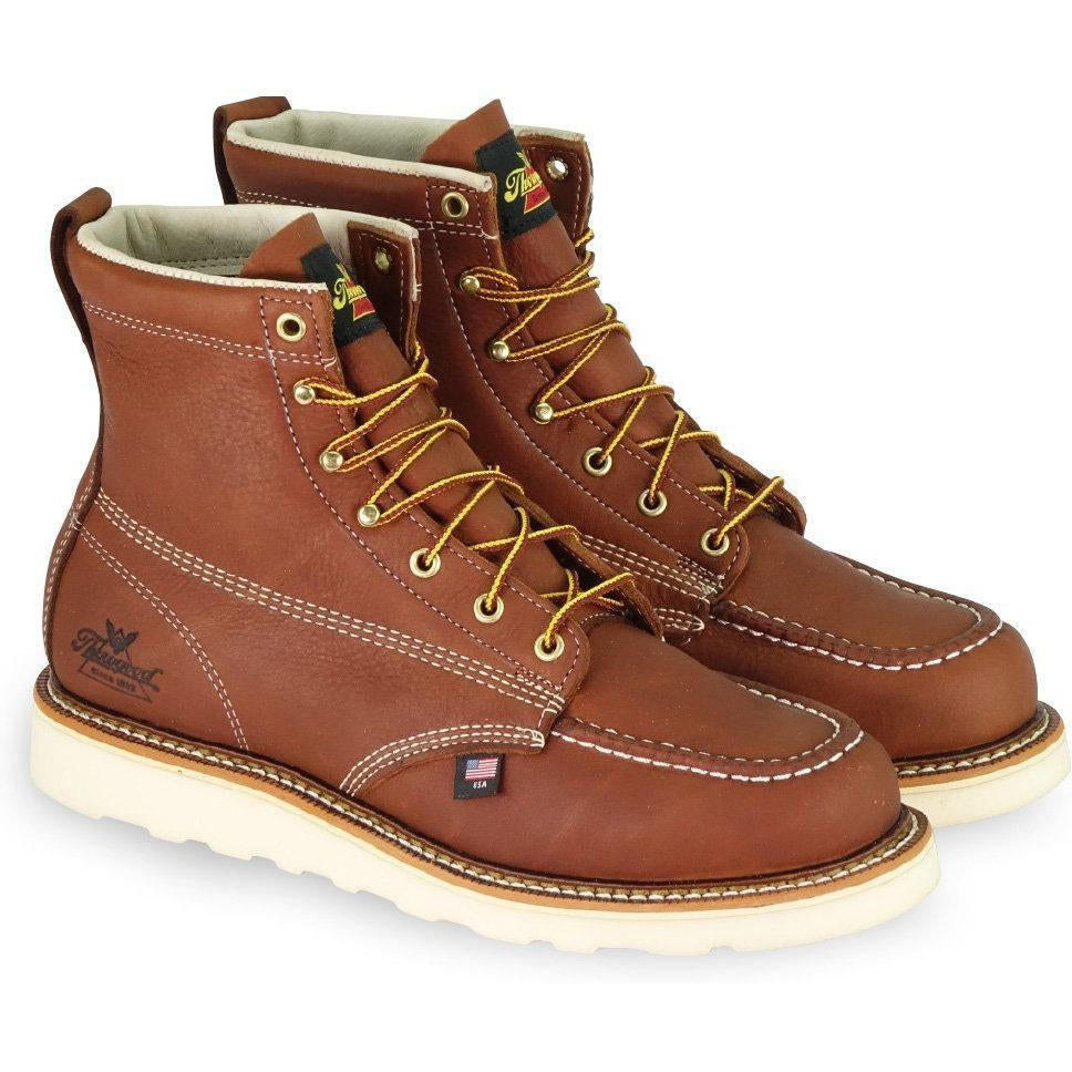 Thorogood Men's USA Made American Heritage 6"  Wedge Work Boot - 814-4200 5.5 / Medium / Tobacco - Overlook Boots