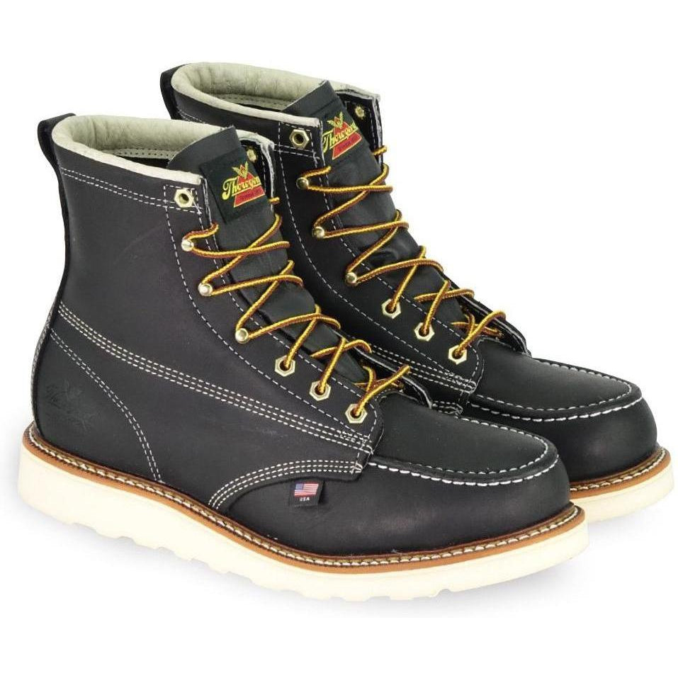 Thorogood Men's USA Made American Heritage 6" Wedge Work Boot - 814-6201 5.5 / Medium / Black - Overlook Boots