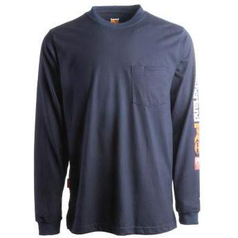 Timberland Pro Men's FR Cotton Core LS W/ Logo Work T-Shirt - Navy - TB0A1V8D410 - Overlook Boots