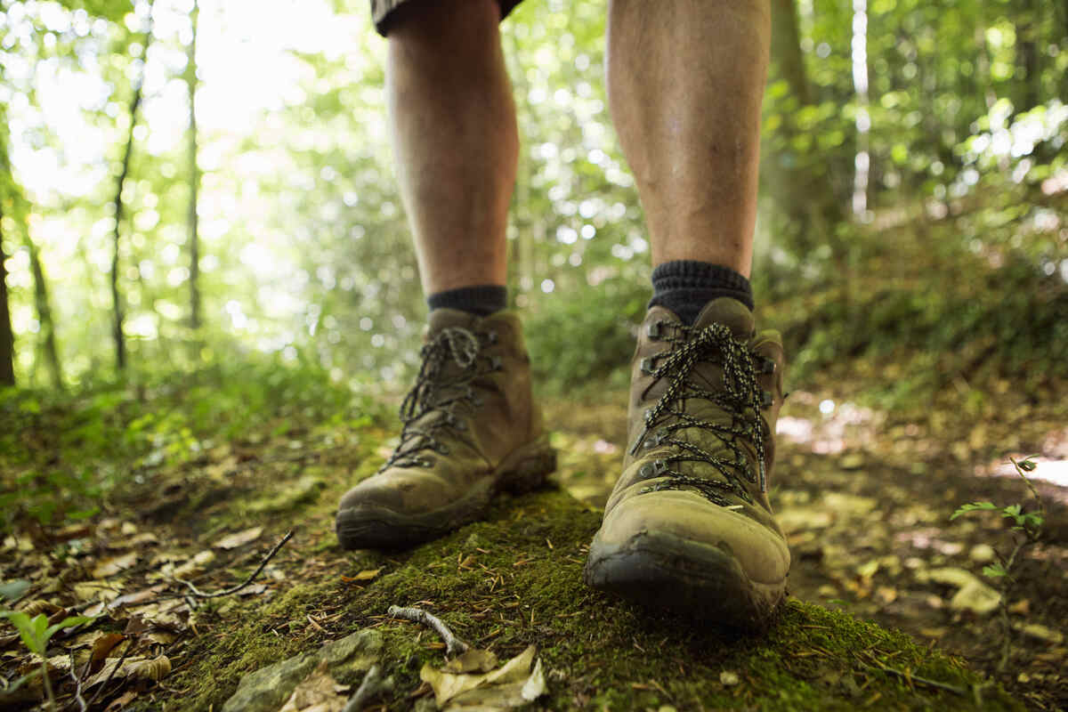 Man wearing hiking boots