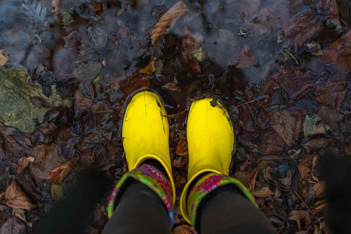 yellow rain boots