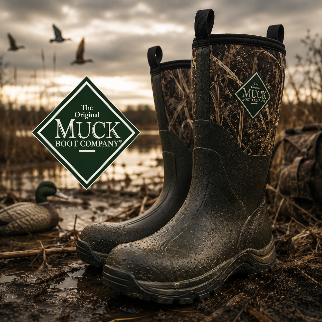 Muck rubber work boots for wet conditions