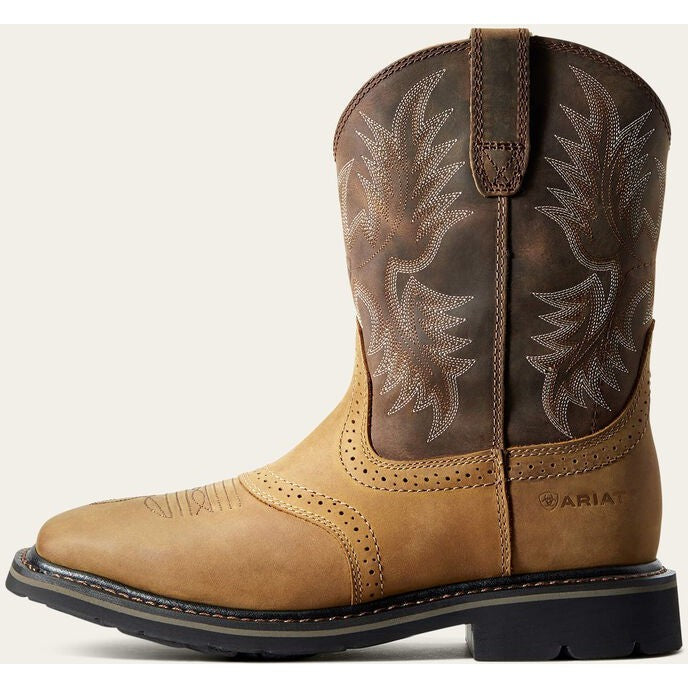 Ariat Men's Sierra Wide Square Soft Toe Work Boot -Bark- 10010148 7 / Medium / Brown - Overlook Boots