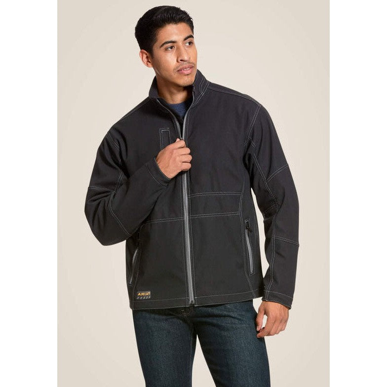 Ariat Men's Rebar Stretch Canvas Softshell Jacket Black - 10020777 Small / Black / Standard - Overlook Boots