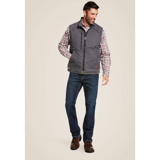 Ariat Men's DuraLight Stretch Flame Resist Canvas Vest Gray - 10027868 - Overlook Boots