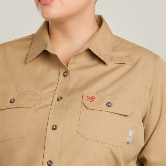Ariat Women's Featherlight Flame Resist Work Shirt Khaki - 10030336 - Overlook Boots