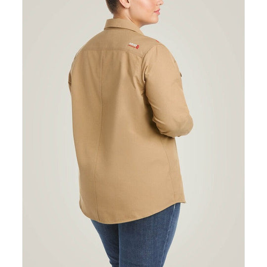 Ariat Women's Featherlight Flame Resist Work Shirt Khaki - 10030336 - Overlook Boots