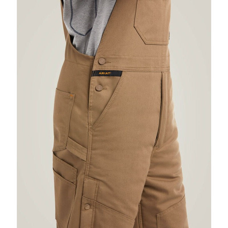 Ariat Men's Rebar DuraCanvas Stretch 110G Insulated Bib Khaki - 10032505 - Overlook Boots