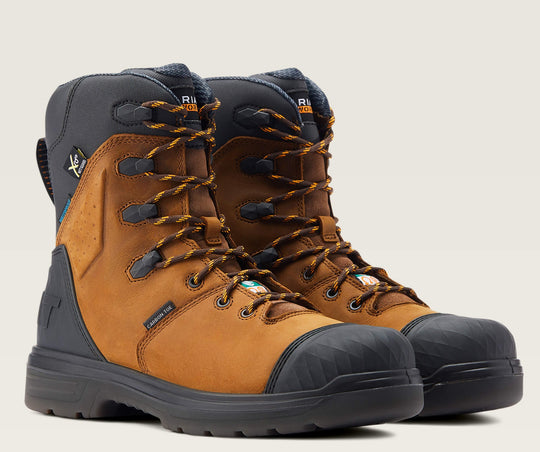 Ariat Men's Outlaw 8" Carbon Toe Waterproof MG Puncture Resistant Work Boot - Brown - 10033998 7.0 / Medium / Brown - Overlook Boots
