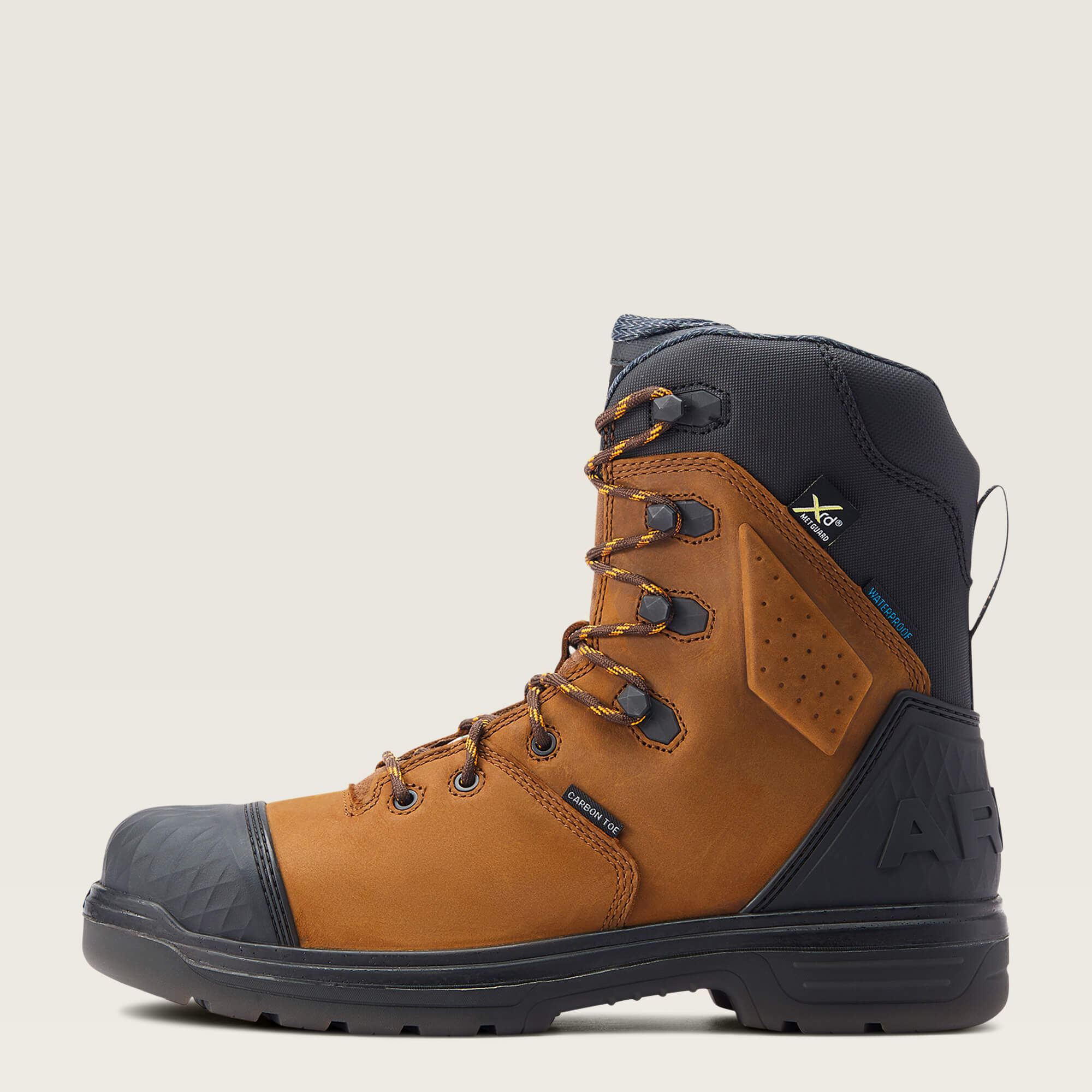 Ariat Men's Outlaw 8" Carbon Toe Waterproof MG Puncture Resistant Work Boot - Brown - 10033998 - Overlook Boots