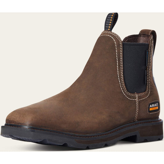 Ariat Men's Groundbreaker 6" Steel Toe Waterproof Chelsea Work Boot - 10034148 7.0 / Medium / Dark Brown - Overlook Boots
